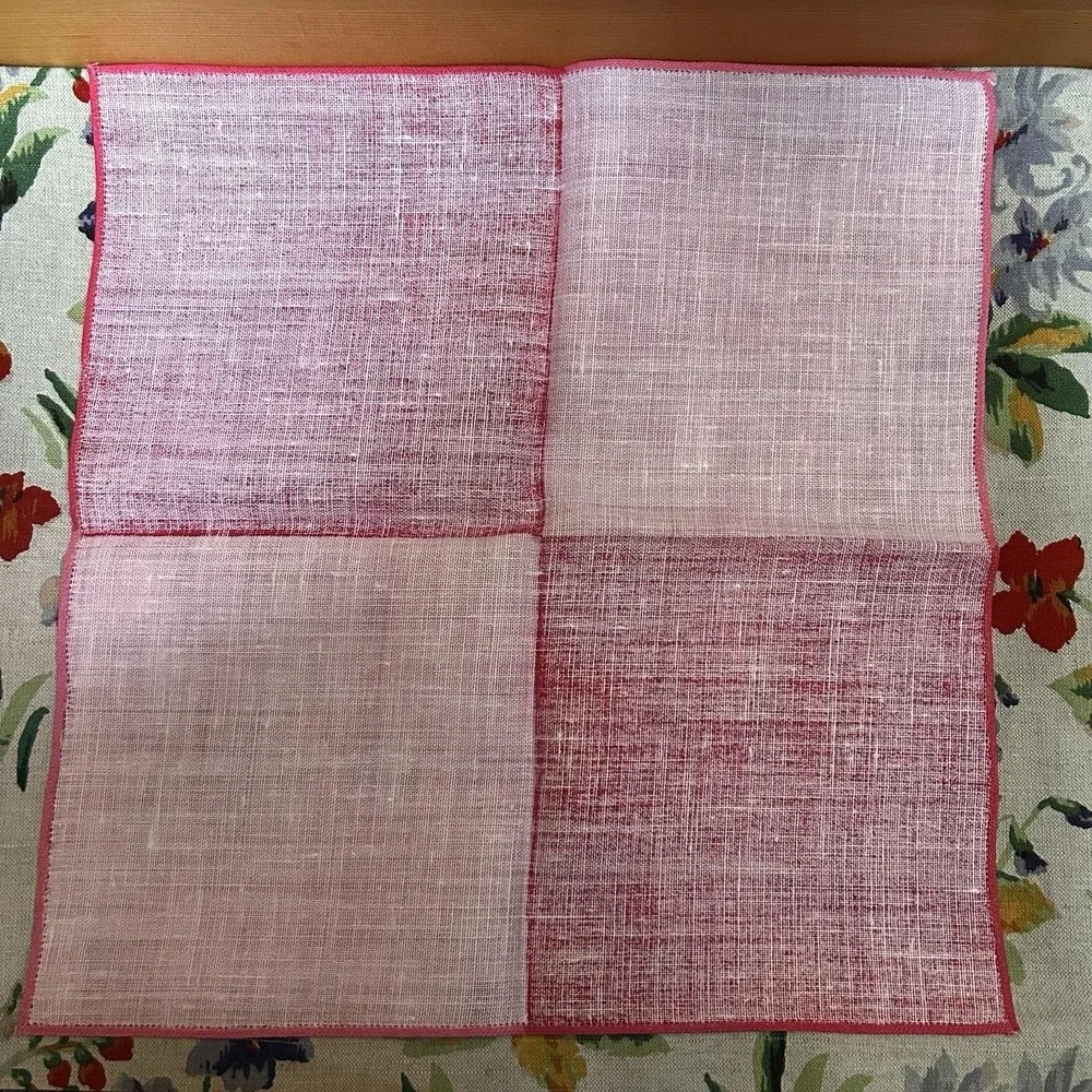 NEW Vintage Red Pink Irish Linen Blend Napkins 4ct Ireland 16x16 Summer Picnic